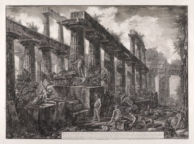 Utsikt över resterna av cellan i Neptunustemplet, från olika vyer av av Giovanni-Battista Piranesi