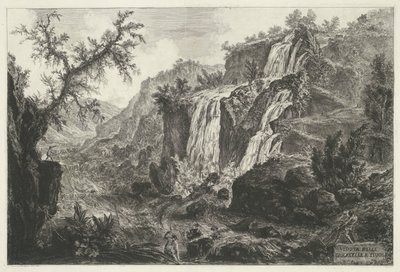 Watervallen te Tivoli Utsikt över Cascatelle i Tivoli (titel på objekt) Gezichten op Rome (serietitel) Utsikt över Rom designad och graverad av Giambattista Piranesi-arkitekten Ve (nez) iano (serietitel) av Giovanni Battista Piranesi