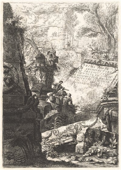 Första delen; Grotesker; Fängelser; Alla vyer ...; Octavian Augustus troféer av Giovanni Battista Piranesi and Francesco Piranesi