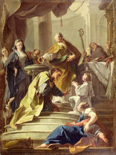 S:t Prosdocimus döper S:t Daniel (olja på duk) av Giovanni Battista Pittoni