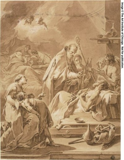 Sankt Gilbert besöker de sjuka av Giovanni Battista Pittoni the Younger