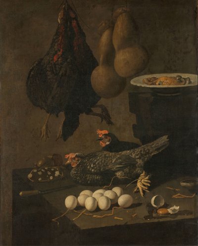Stilleben med höns och ägg av Giovanni Battista Recco