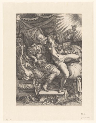 Mars och Venus som älskare av Giovanni Battista Scultori