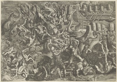 Sjöstrid mellan trojanerna och grekerna av Giovanni Battista Scultori