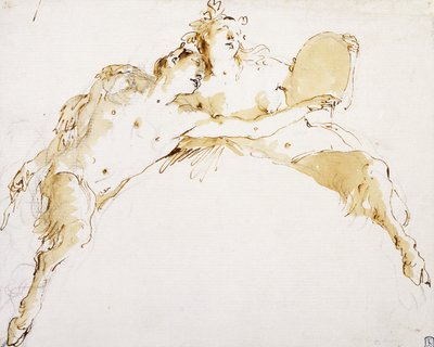 En faun, hans vänstra arm utsträckt och en fauness som håller en tambur, av Giovanni Battista Tiepolo