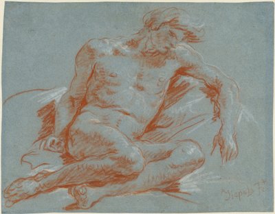 En sittande naken man av Giovanni Battista Tiepolo