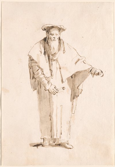 En stående orientalisk som håller en spö av Giovanni Battista Tiepolo