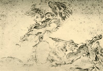Änglar som spelar musikinstrument, c1755, 1928 av Giovanni Battista Tiepolo