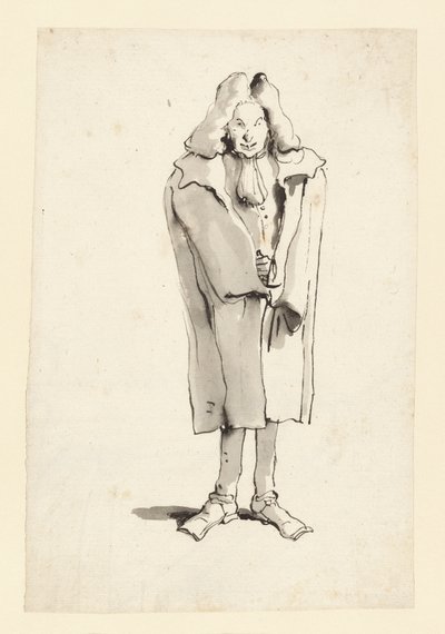 Karikatyr av en man i överrock av Giovanni Battista Tiepolo