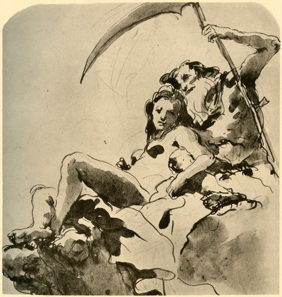 Chronos and a Young Woman, mitten av 1700-talet, 1928 av Giovanni Battista Tiepolo