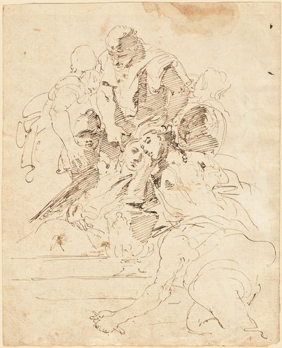 Klassiska figurer samlade runt en urna av Giovanni Battista Tiepolo