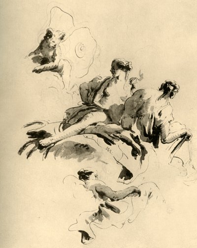 Amor och tre kvinnor, mitten av 1700-talet, 1928 av Giovanni Battista Tiepolo