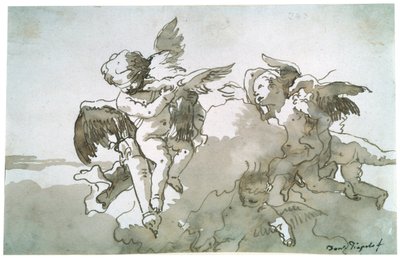 Amorer med duvor och en fackla, 1600-talet av Giovanni Battista Tiepolo