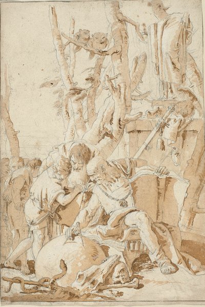 Demokritos och Herakleitos skrattar och sörjer över världens dårskaper av Giovanni Battista Tiepolo