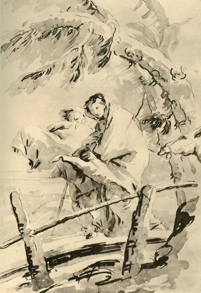 Flyg till Egypten, före 1752, 1928 av Giovanni Battista Tiepolo