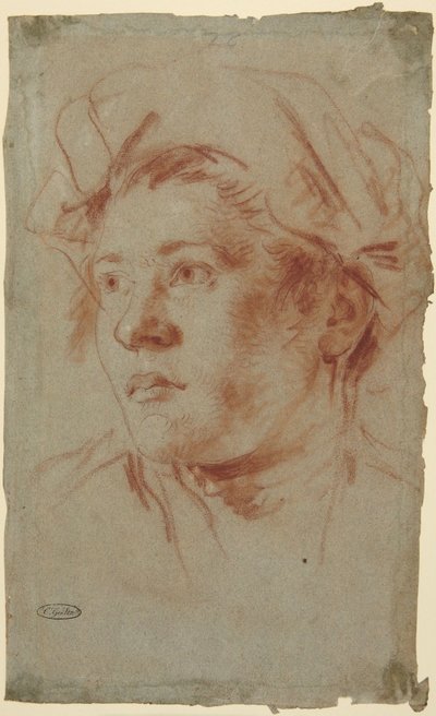 Huvud av en ung man med hatt av Giovanni Battista Tiepolo