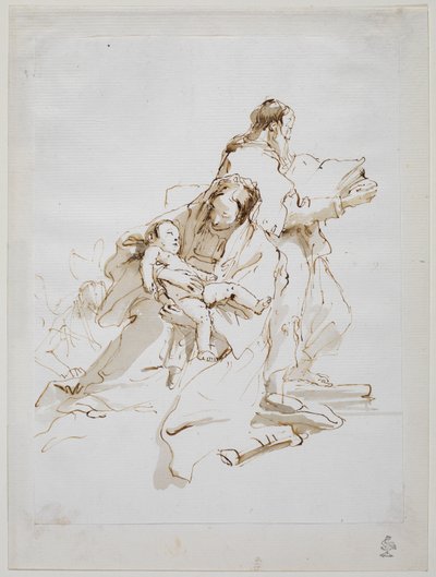 Helig familj med Saint Joseph Reading, 1757 ca av Giovanni Battista Tiepolo