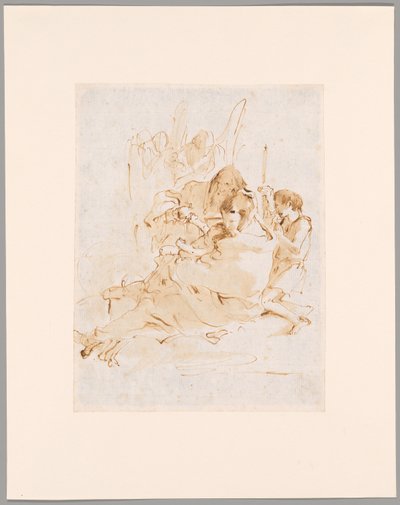 Den heliga familjen med Johannes och två änglar av Giovanni Battista Tiepolo