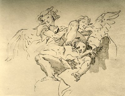 Svävande änglar, mitten av 1700-talet, 1928 av Giovanni Battista Tiepolo