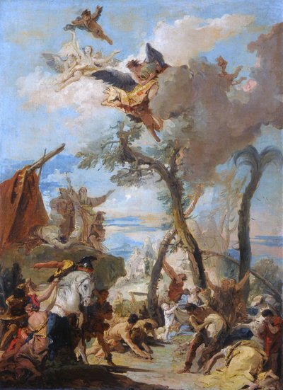 Hebréerna samlar in manna i vildmarken (skiss) av Giovanni Battista Tiepolo