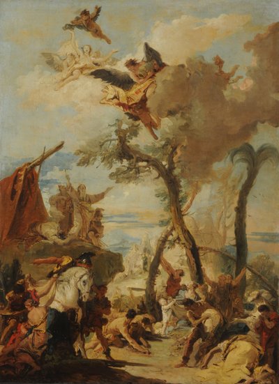 Hebréerna samlar in manna i vildmarken (skiss) av Giovanni Battista Tiepolo