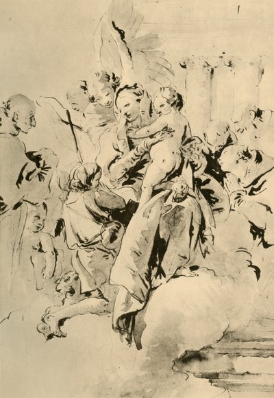Madonna med heliga och änglar, mitten av 1700-talet, 1928 av Giovanni Battista Tiepolo