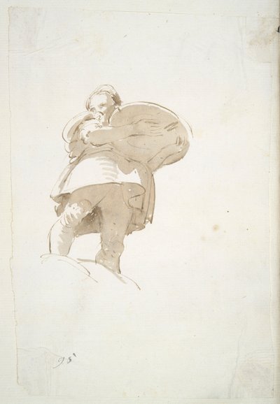 Mansfigur som bär en bricka, sedd underifrån av Giovanni Battista Tiepolo