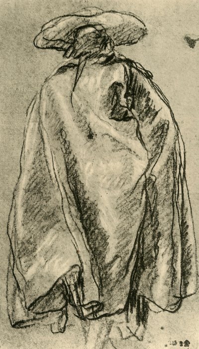 Man i en stor mantel sedd bakifrån, 1752, 1928 av Giovanni Battista Tiepolo