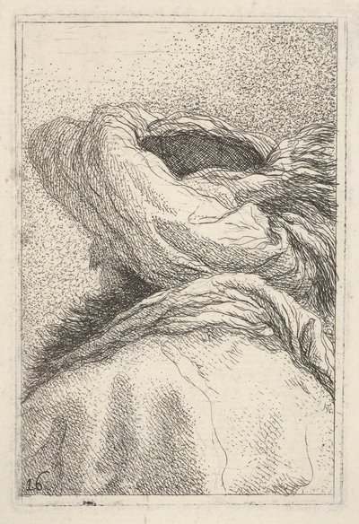 Man i turban, avbildad i bystlängd bakifrån i trekvartsvy, fr..., ca. 1770. av Giovanni Battista Tiepolo