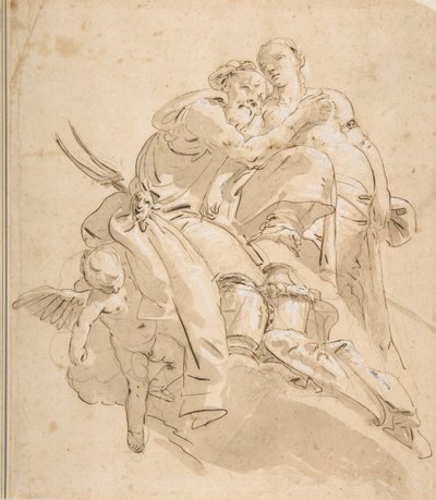 Marin gudom med åtföljande kvinnlig figur, ca. 1716-1770. av Giovanni Battista Tiepolo