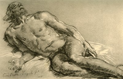 Naken liggande, övre halvan av kroppen delvis upphöjd, 1752, 1928 av Giovanni Battista Tiepolo