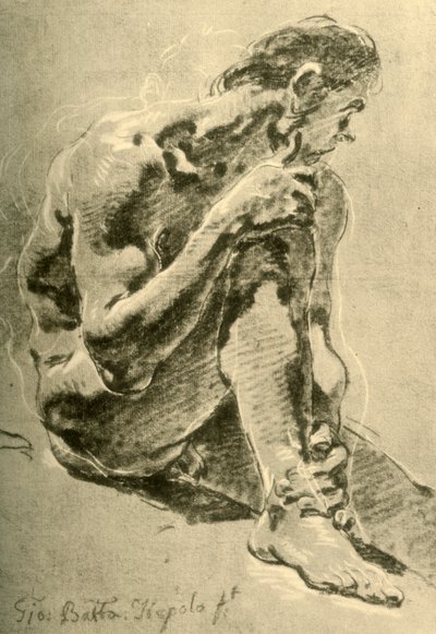 Sittande naken, 1715-1716, 1928 av Giovanni Battista Tiepolo