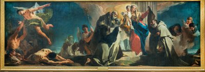 Our Lady of Carmel bland de heliga Simon Stock, Teresa av Avila, Albert av Vercelli, profeten Elia och skärseldens själar, 1745 av Giovanni Battista Tiepolo