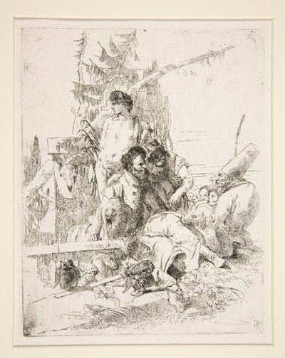 Punchinello pratar med de två magikerna, från serien Scherzi di Fantasia av Giovanni Battista Tiepolo