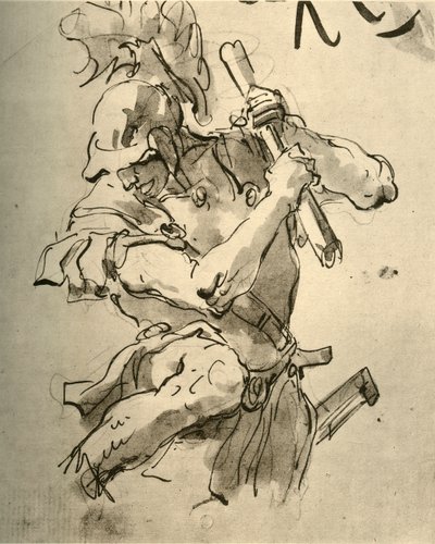 Soldat höjer armen för att slå, mitten av 1700-talet, 1928 av Giovanni Battista Tiepolo