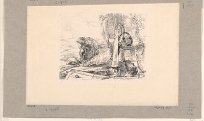 Stående magus, sittande soldat och en man, från Vari Capricci av Giovanni Battista Tiepolo