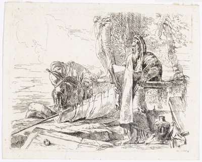 Stående filosof med en stor bok, från Vari Capricci av Giovanni Battista Tiepolo