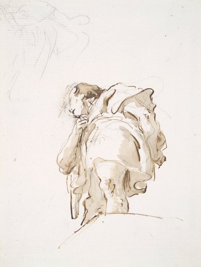 Stående mansfigur sedd snett underifrån av Giovanni Battista Tiepolo