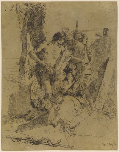 Upptäckten av Punchinellos grav av Giovanni Battista Tiepolo