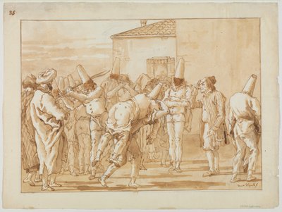 Punchinellos prygel, c.1800 av Giovanni Battista Tiepolo