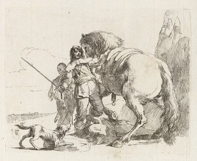 Ryttaren som står vid sin häst, från Vari capricci (Various Capriccios) av Giovanni Battista Tiepolo
