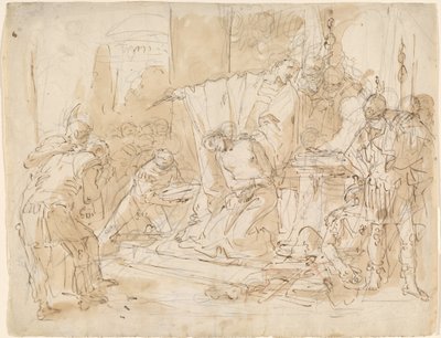 The Sacrifice of Iphigenia (recto) / Studie av en manlig naken (verso) av Giovanni Battista Tiepolo