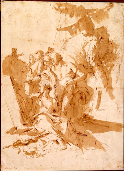 Upptäckten av Punchinellos grav av Giovanni Battista Tiepolo