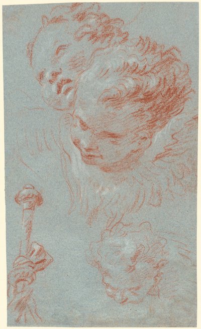 Tre keruber och en beribboned stav av Giovanni Battista Tiepolo