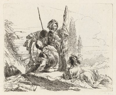 Three Soldiers and a Boy, från Vari capricci (Various Capriccios) av Giovanni Battista Tiepolo