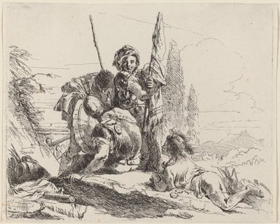 Tre soldater och en ungdom av Giovanni Battista Tiepolo