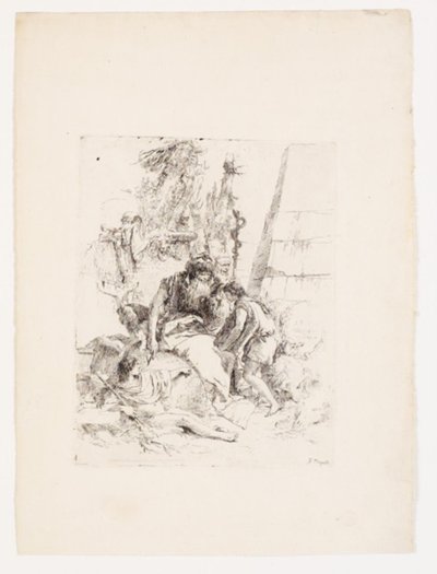 Två sittande trollkarlar och två ungdomar av Giovanni Battista Tiepolo