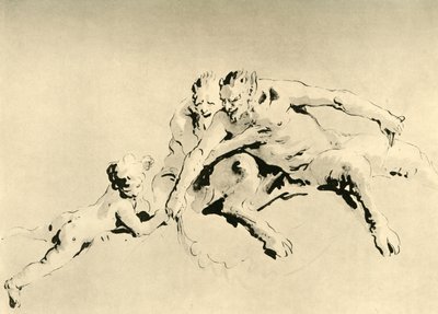 Två fauner och en cupid, mitten av 1700-talet, 1928 av Giovanni Battista Tiepolo