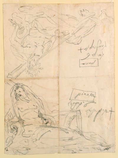 Två skisser av flodgudar av Giovanni Battista Tiepolo