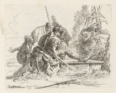 Två soldater och två kvinnor, från Vari capricci (Various Capriccios) av Giovanni Battista Tiepolo